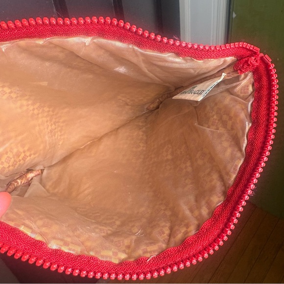 Vera Bradley Quilted Zip Pouch Red Leaf Cosmetic Bag - Picture 4 of 10